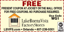 Discount Coupon for Lake Buena Vista Factory Stores